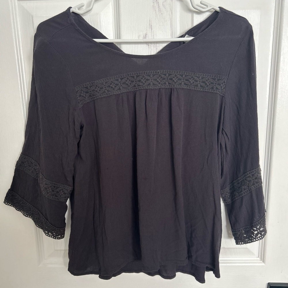 Soyaconcept Chic Black Lace Accent Women's Blouse